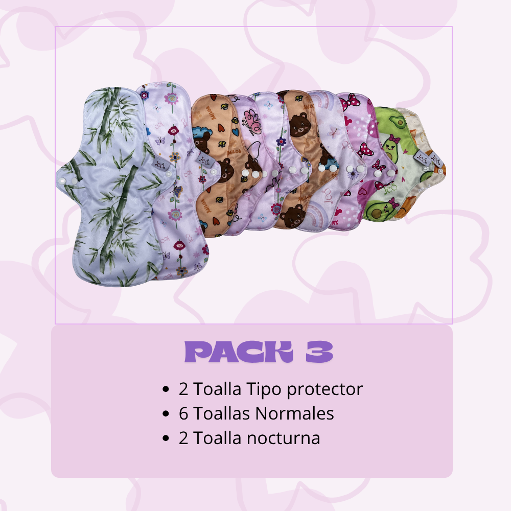 Pack 3 - Toallas Ecológicas Femeninas